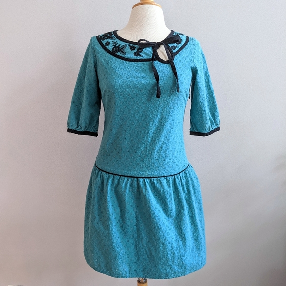 Teal and Black Short Dress - M - Picture 1 of 10